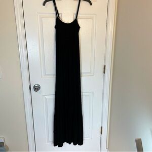 Roan + Ryan Maxi Dress Women's XS Black Square Neck Spaghetti Strap Smocked